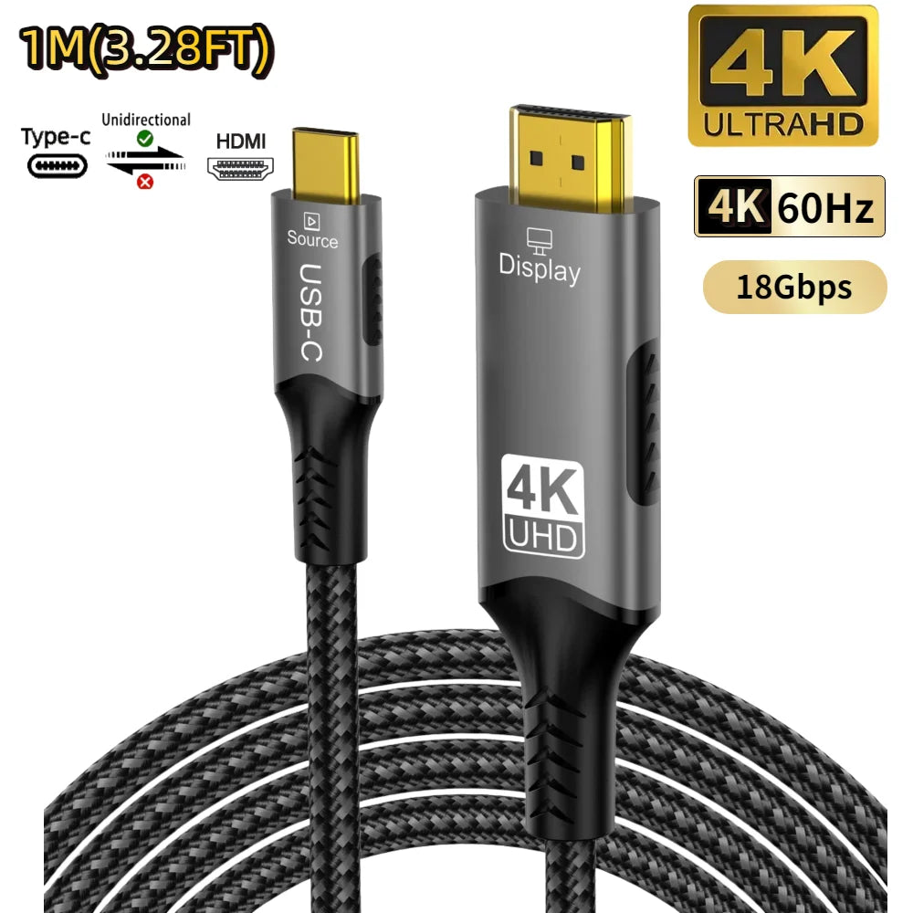 8K@60Hz USB C to HDMI Adapter  Type C to HDMI 2.1 Cable Compatible for Thunderbolt 3/4 MacBook Pro/Air, iPad, iMac