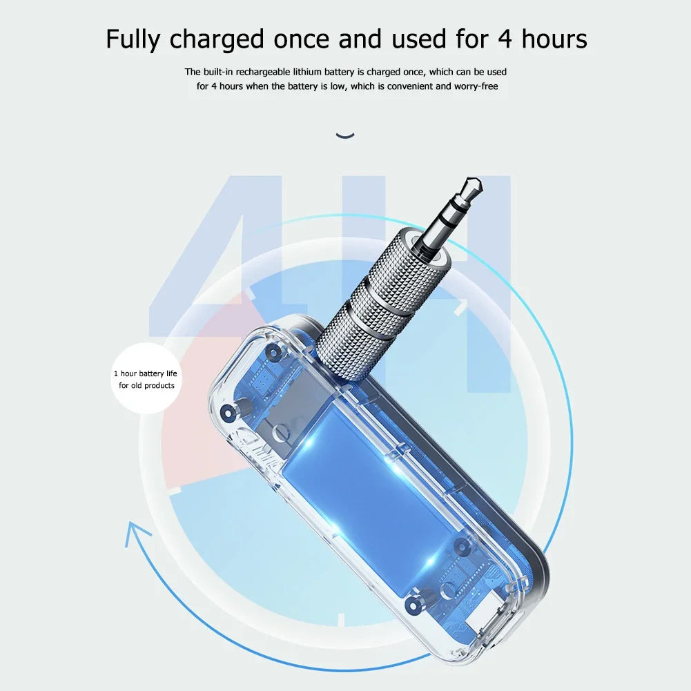 Bluetooth-Compatible 5.0 Audio Aux Adapter 2 in 1 Audio Transmitter 3.5mm Audio Adapter for Handsfree Call for Car Audio Music