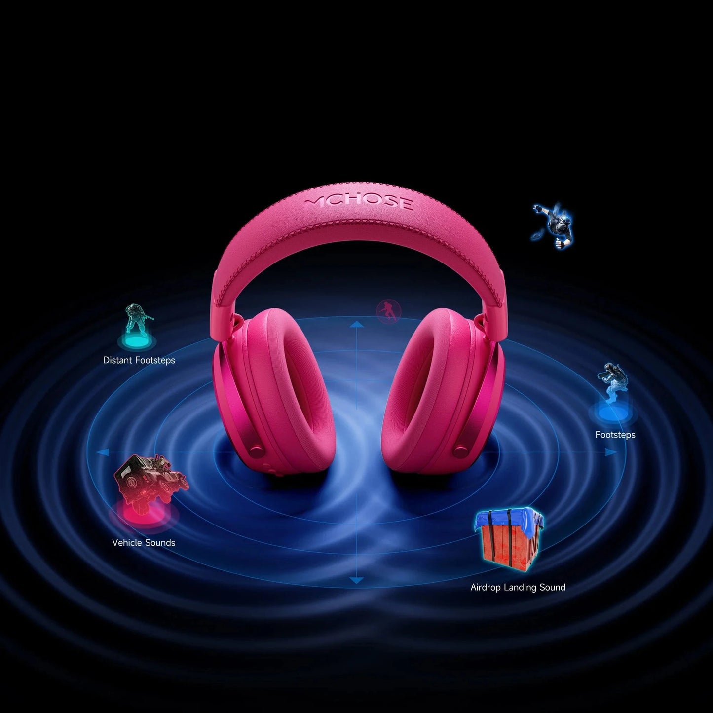MCHOSE X9 Wireless Headworn Game Headset7.1 Three Mode 53mm Aluminum Foil Polymer Diaphragm E-Sports Gift Bluetooth 2.4G Headset