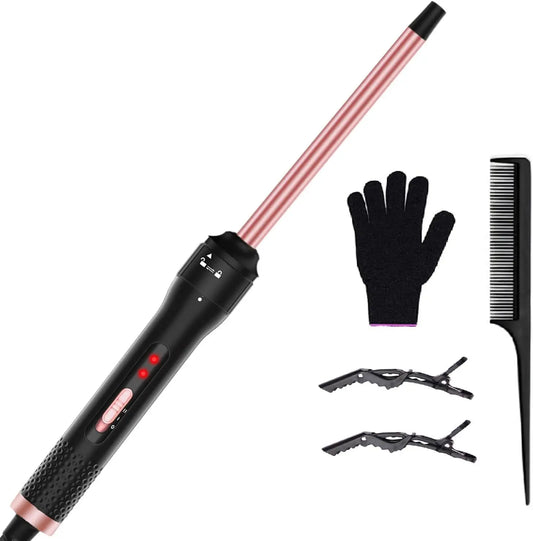 Professional 1/2 Inch Curling Iron,Curling Iron Wand with 2 Temperature, Include Heat Protective Glove & 2 Clips ﻿