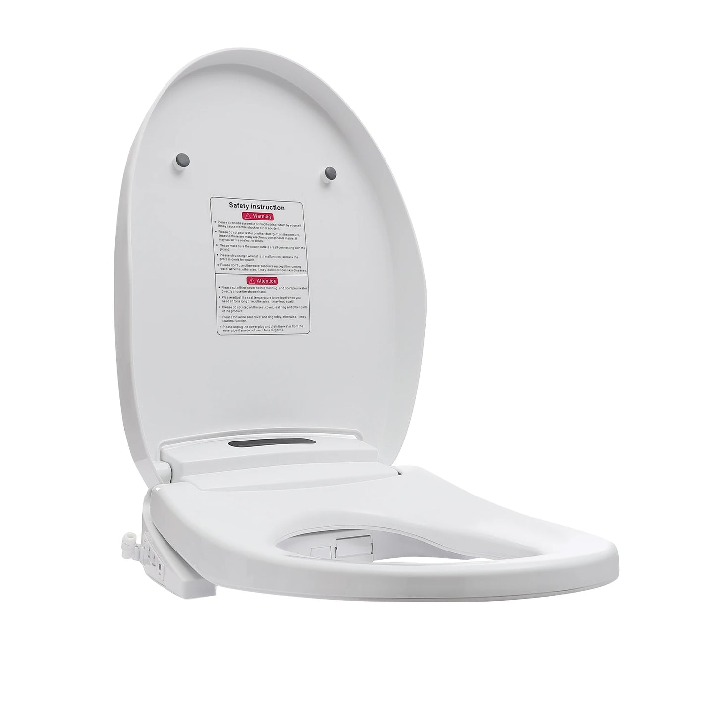 Electronic Heated Smart Toilet  Seat Bidet with Air Dryer Adjustable Temp LED Night Light Self-Cleaning Nozzle Side Controls