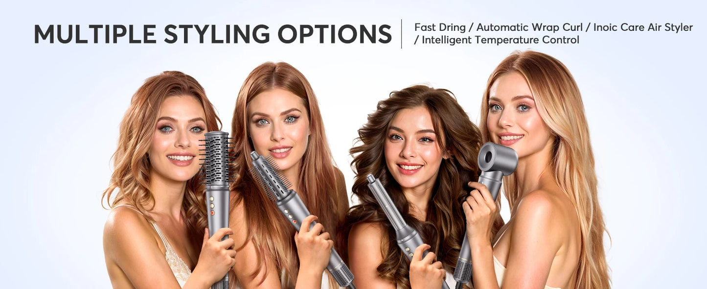 Bopcal 5 In 1 Hair Dryer Hot Air Comb Electric Hair Curling Iron 1200W High Speed Blower Multifunctional Styling Tools Hairdryer