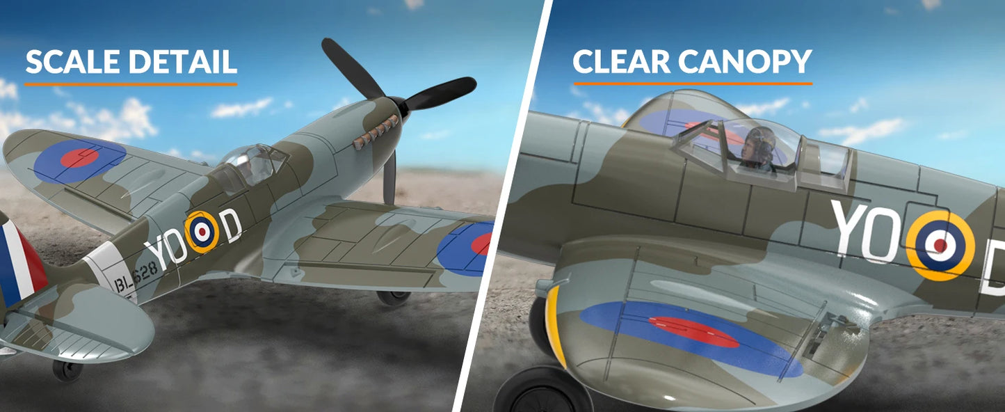 VOLANTEXRC RC Plane 4 Channel Remote Control Airplane Fighter Spitfire RTF with Aileron, Gyro, Aerobatics & 3 Modes Easy to Fly