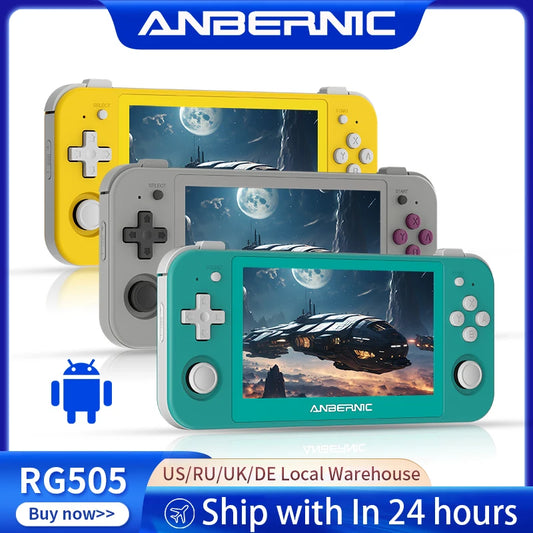 ANBERNIC RG505 Retro Handheld Game Console 4.95 inch OLED Touch Screen Android 12 T618 64-bit Built-in Hall Joyctick 4000+ Games