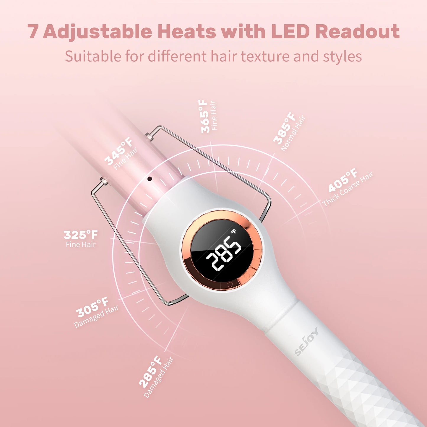 7 inch Ceramic Swivel Curling Iron Hair Curler Professional 7 Adjustable Temp. LED Electric Curler Hair Hair Styling Tool