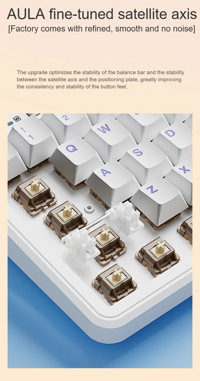 AULA F108PRO Gaming Mechanical Keyboard Full Size Custom Backlight Hot Swappable Wireless Bluetooth Hifi Switch