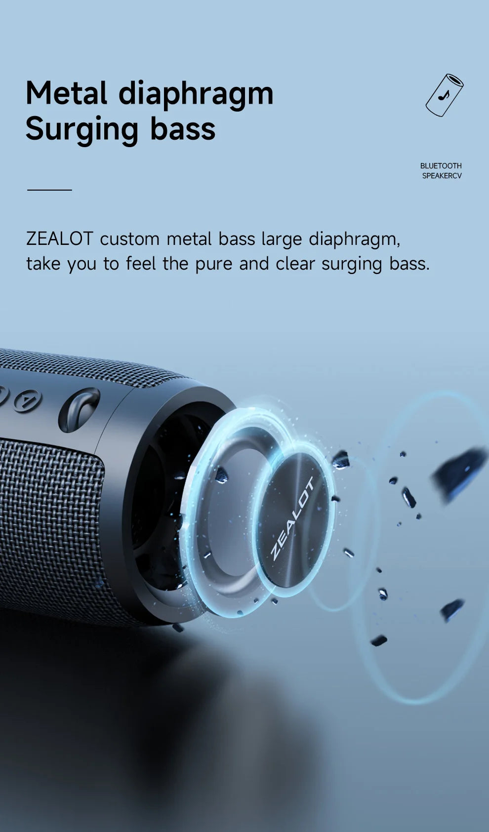 ZEALOT-S51Pro 40W High-power Bluetooth Speaker 3D Stereo Bass Bluetooth Speaker Portable IPX5 Waterproof Suitable TWS Boom Box