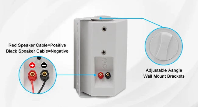 Herdio 2PCS 5.25‘’ 300 Watts Passive Wired Indoor Outdoor Patio Deck Speakers All Weather Wall Mount System For Patio Garden