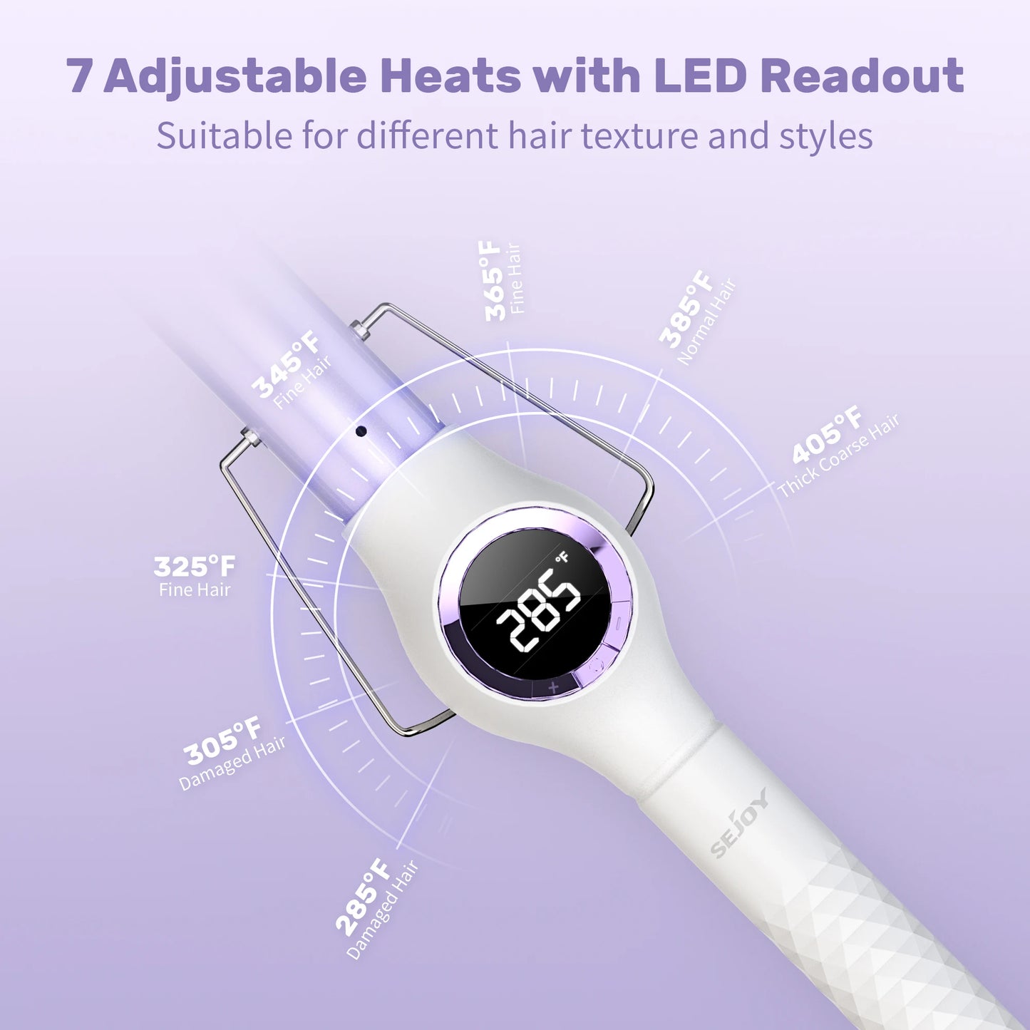 7 inch Ceramic Swivel Curling Iron Hair Curler Professional 7 Adjustable Temp. LED Electric Curler Hair Hair Styling Tool