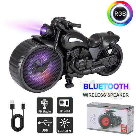 Bluetooth Speaker Motorcycle Replica Retro Ride FM Radio TWS LED Party Lights Tws Rechargeable USB TF Outdoor Speaker