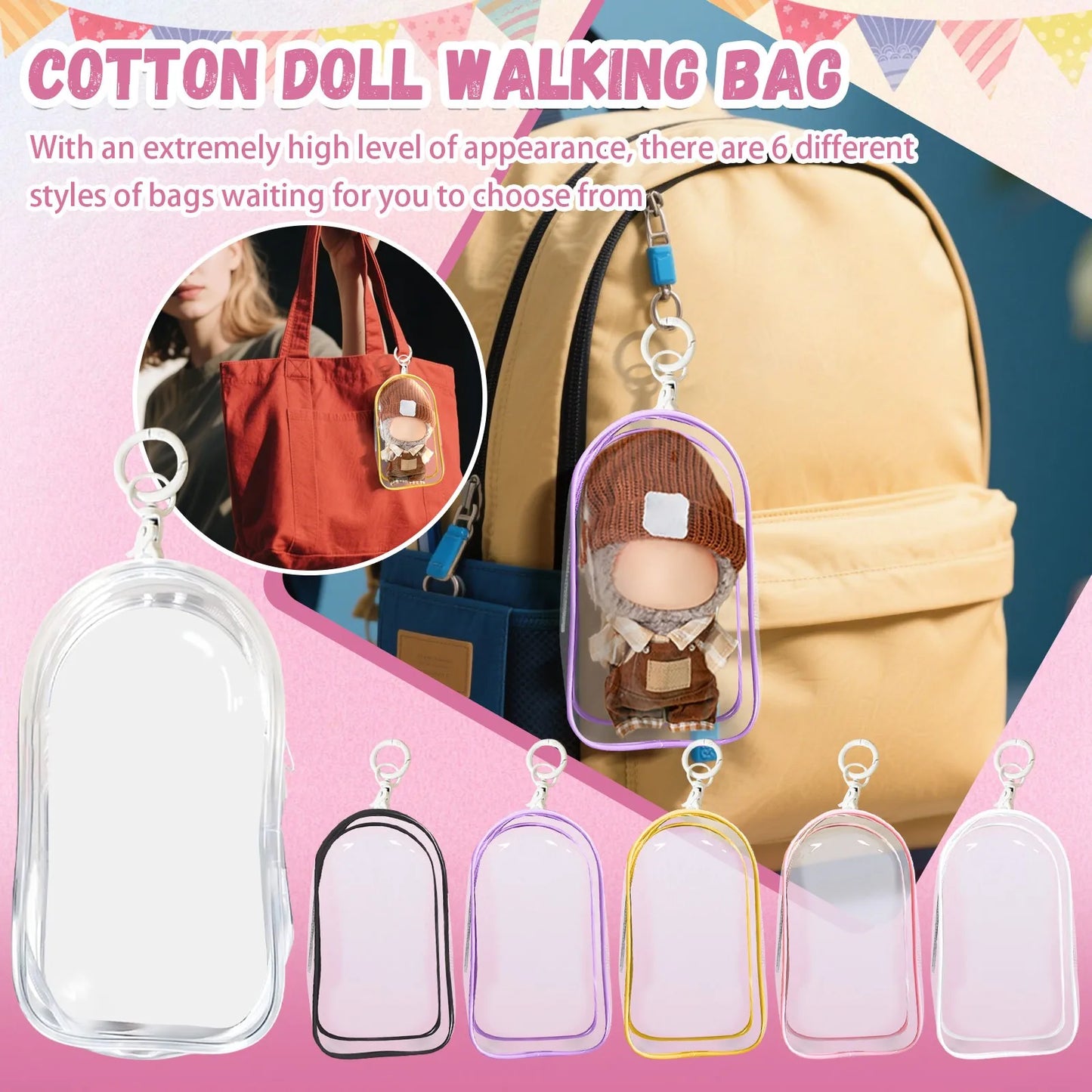 For Labubu Transparent Protective Cover Monster Toys Storage Box Elf Plushie Display Cover for Sitting Standing Doll Accessories