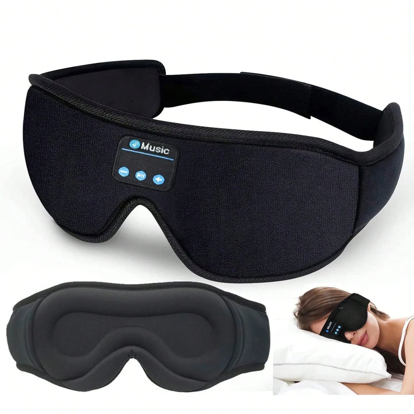 Sleep Headphones, 3D Sleep Mask Bluetooth Wireless Music Eye Mask, Sleeping Headphones For Side Sleepers Sleep Mask With