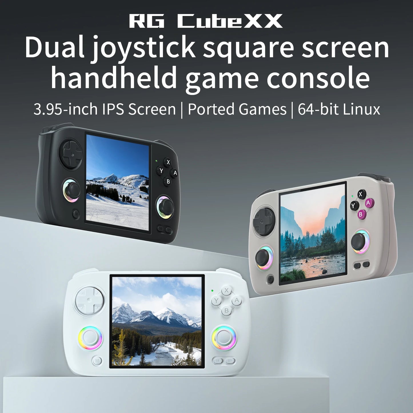 ANBERNIC RG CubeXX Handheld Games Console 3.95" IPS Screen 64-bit Linux System H700 3800mAh Wi-Fi Bluetooth Retro Gaming Player