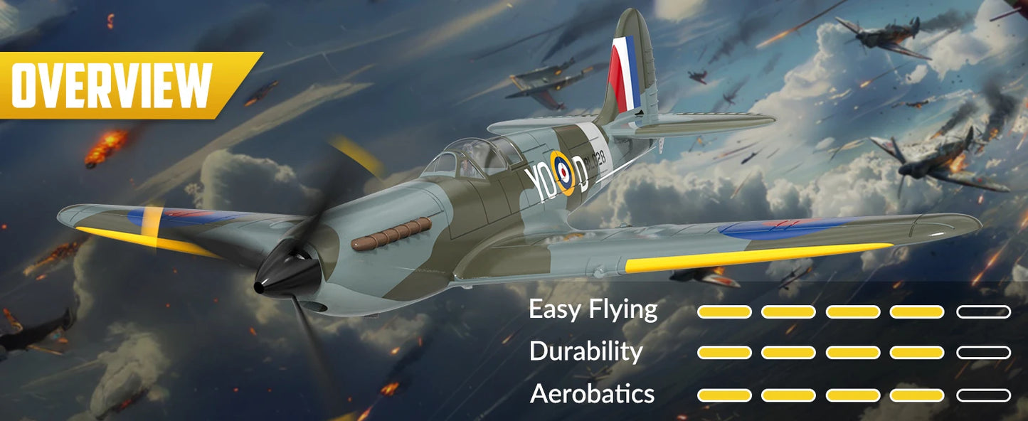 VOLANTEXRC RC Plane 4 Channel Remote Control Airplane Fighter Spitfire RTF with Aileron, Gyro, Aerobatics & 3 Modes Easy to Fly