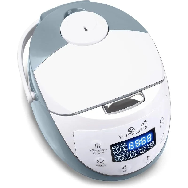 Yum Asia Mini Rice Cooker, Advanced Fuzzy Logic (3.5 cup, 0.63 litre) 4 Rice Cooking Functions, Digital LED display - 120V
