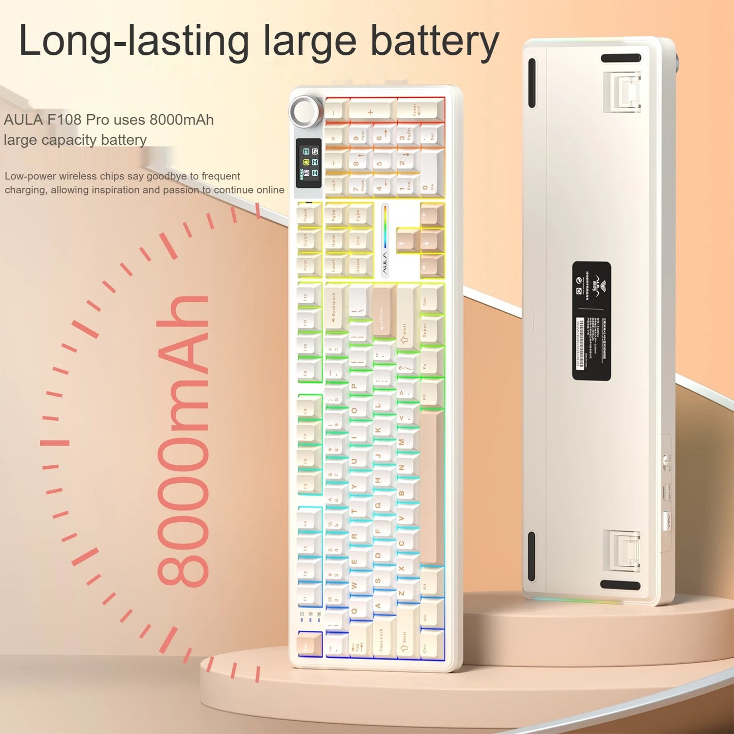 AULA F108PRO Gaming Mechanical Keyboard Full Size Custom Backlight Hot Swappable Wireless Bluetooth Hifi Switch