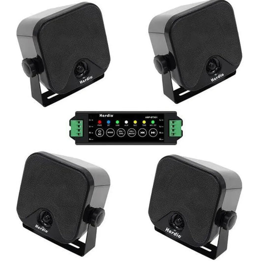Herdio 4'' 4PCS Bluetooth Golf Cart Speakers 240W Waterproof Marine Speakers For Outdoor Boat ATV UTV Jeep Courtyard Powersports