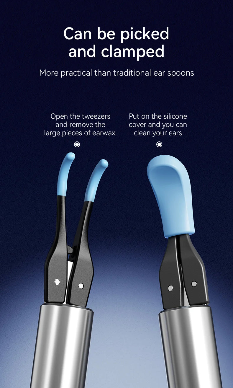 Ear Wax Removal 2-in-1 Visual Otoscope Ear Cleaner Tweezers with 6 Ear Spoon Earwax Removal Kit with Light  Ear Cleaner