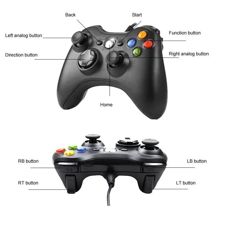 For Xbox 360 Wired Game Controller USB Wired Joystic Gamepad for Microsoft Xbox 360, PC Windows 7,8,10 with Dual-Vibration Turbo