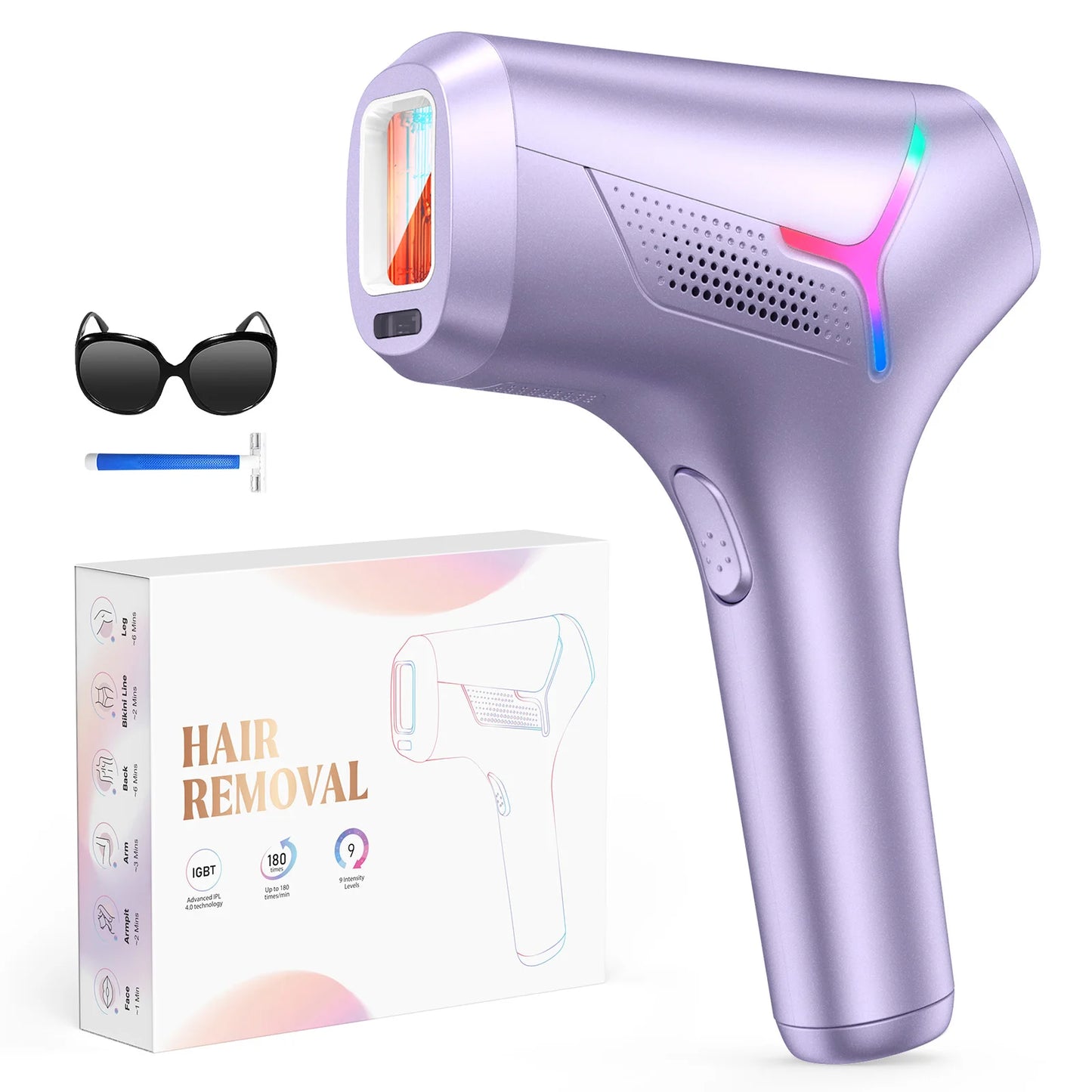 Hair Removal Laser With 9 Energy Levels for Women Permanent Hair Remover 999,900+ Quick Flash Painless IPL Hair Remover Device