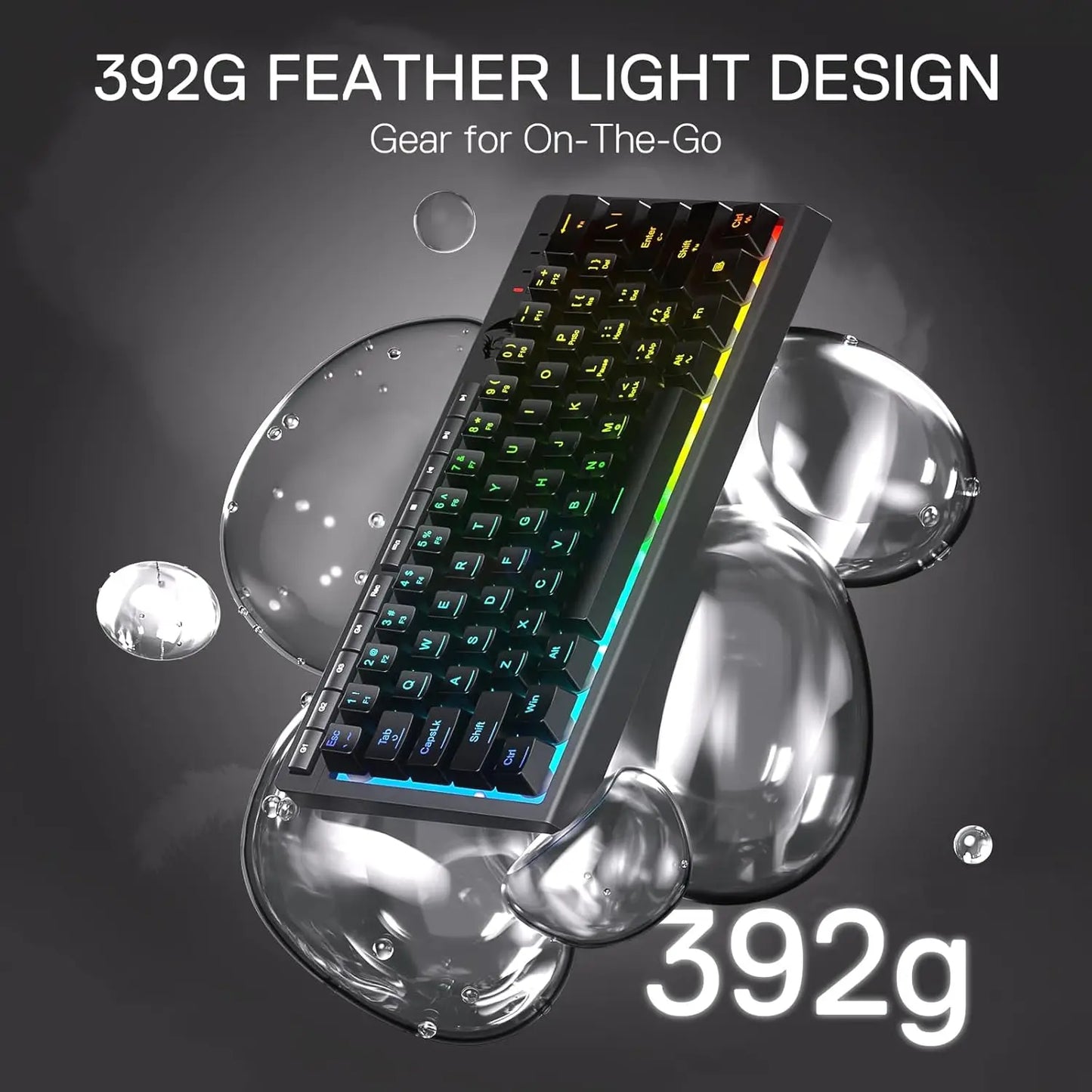 Redragon K522 60% Wired RGB Membrane Gaming Keyboard,Compact 61 Keys Linear Mechanical-Feel Switch