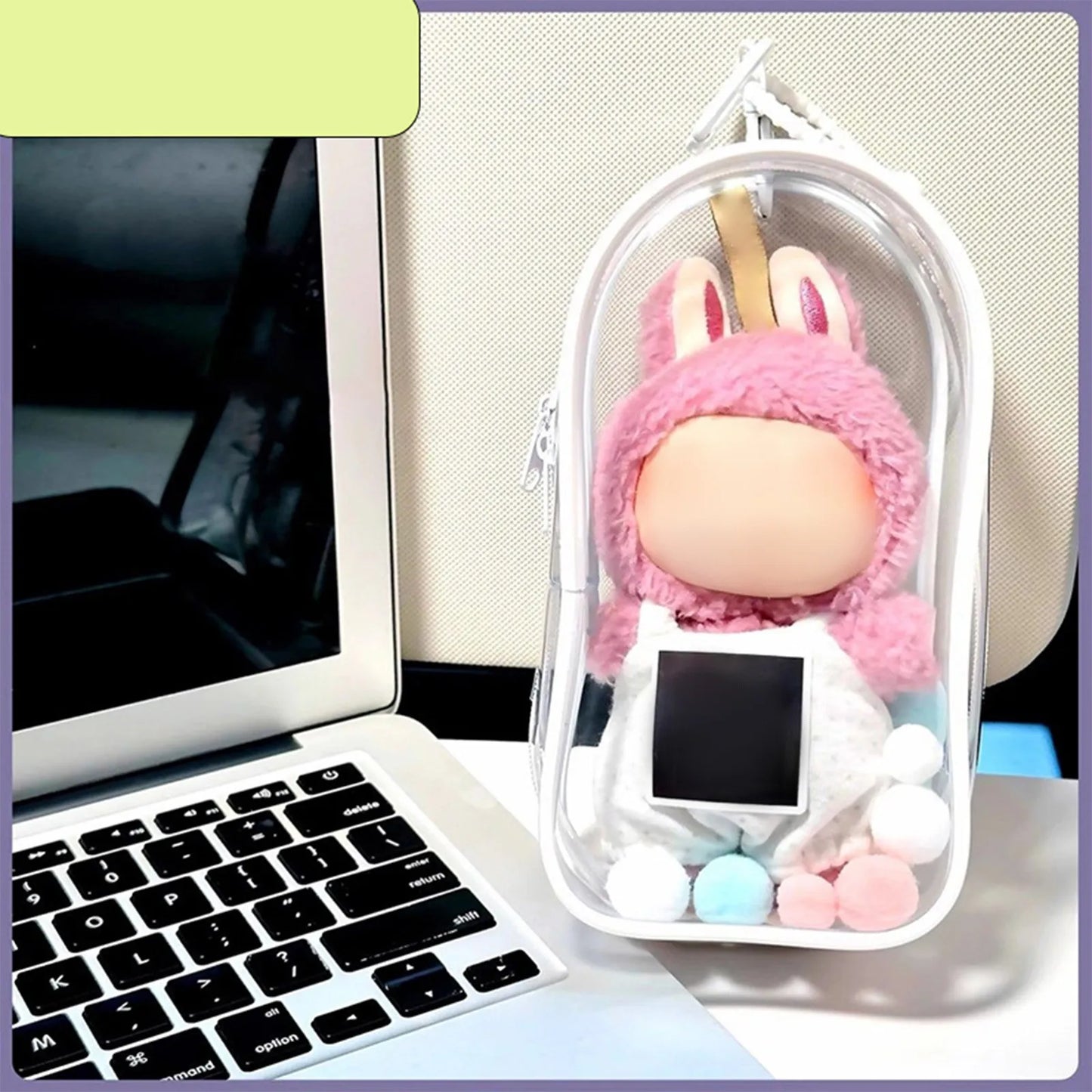 For Labubu Transparent Protective Cover Monster Toys Storage Box Elf Plushie Display Cover for Sitting Standing Doll Accessories