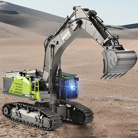 HUINA 1593 1/14 RC Excavator Toy 22CH 2.4G Remote Control Construction Vehicle with Light Sound Gift for Kids TH18066