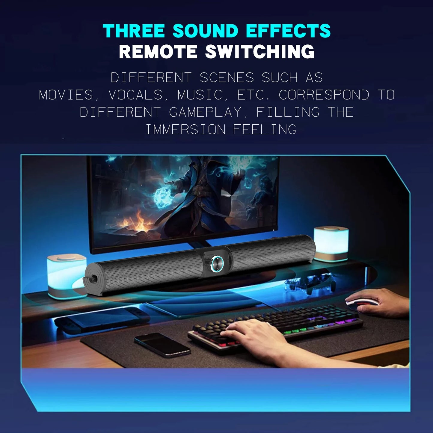 Soundbar Sound Wireless Computer Speaker Stereo Tv Home Theater Sombar For 3.5mm  PC