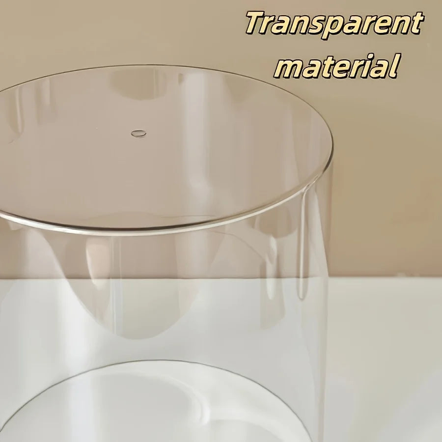 360 ° LABUBU Black Rotating Display Cabinet with Dome Cover and Dustproof Base - Cylindrical Collectibles Storage Box