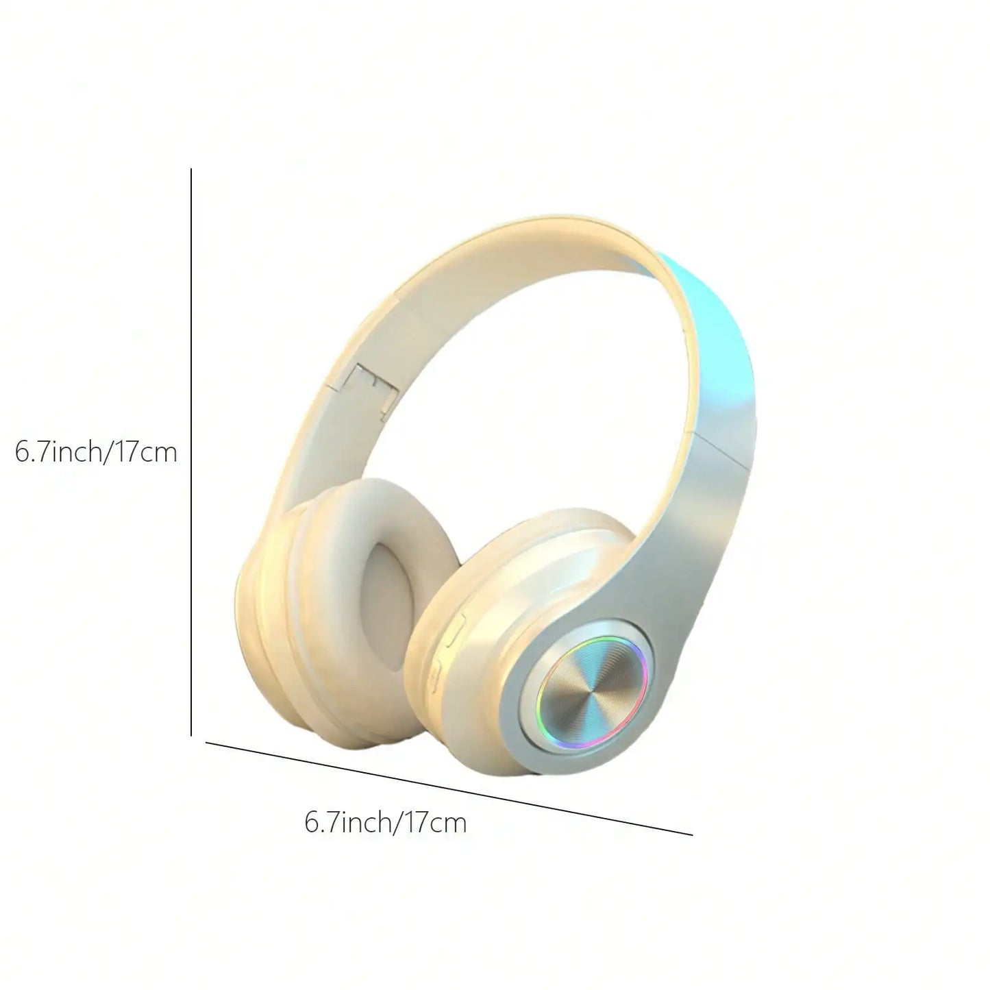 Bluetooth 5.3 Over-Ear Headphones, Active Noise Reduction, Subwoofer Bass, LED Light Design, Foldable Portable Wireless Headset for Gaming, Music, Sports, Phones & Computers
