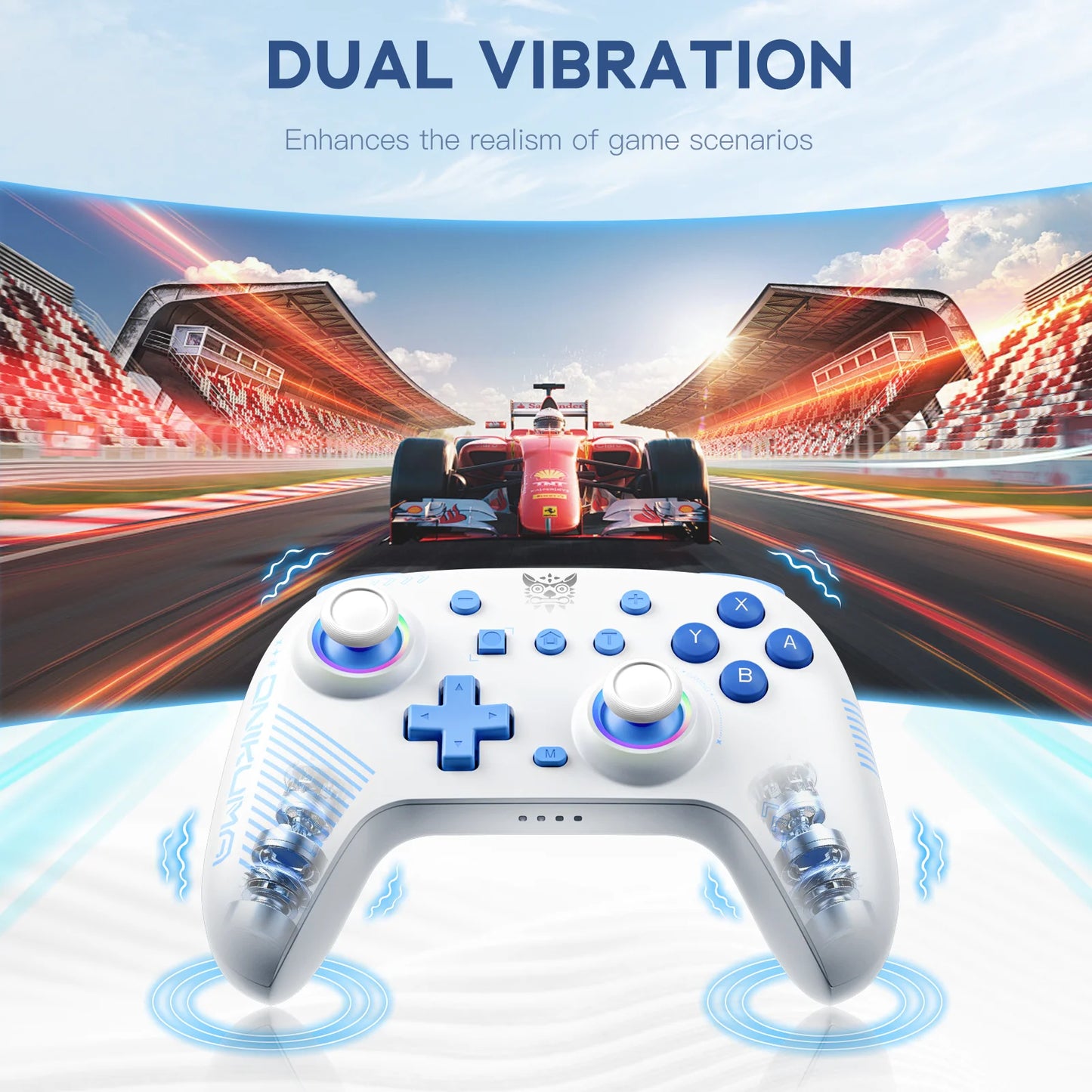 ONIKUMA Wireless Gaming Gamepads Dual Modes Mechanical Buttons Controller With RGB Cycle Lighting Effect Hall Gaming Joystick C1