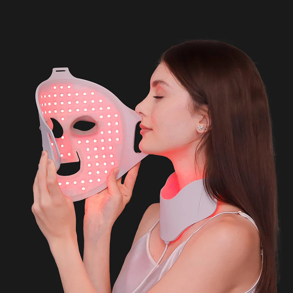 Foreverlily Face Neck Silicone LED Mask 7 Colors LED Light Photon Red Light Therapy 3D Flexible Facial Mask Anti-Ance Skin Care