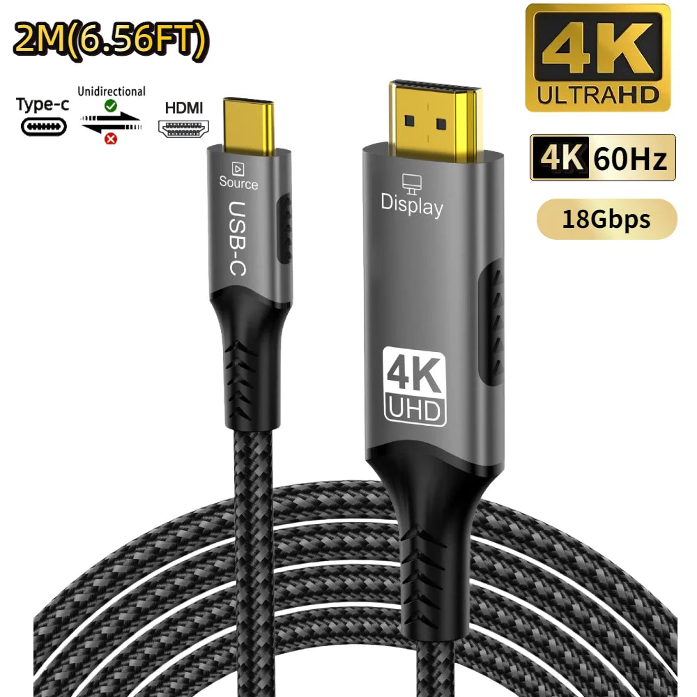 8K@60Hz USB C to HDMI Adapter  Type C to HDMI 2.1 Cable Compatible for Thunderbolt 3/4 MacBook Pro/Air, iPad, iMac