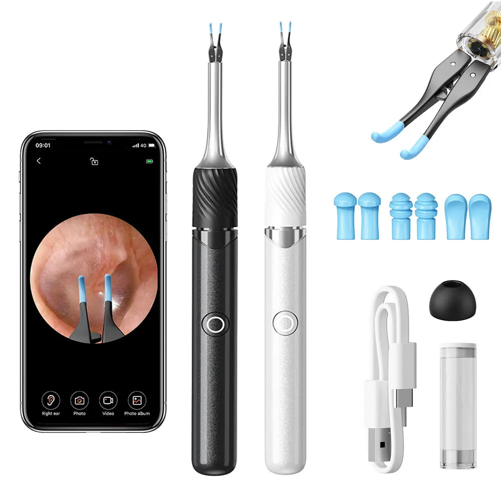 Ear Wax Removal 2-in-1 Visual Otoscope Ear Cleaner Tweezers with 6 Ear Spoon Earwax Removal Kit with Light  Ear Cleaner