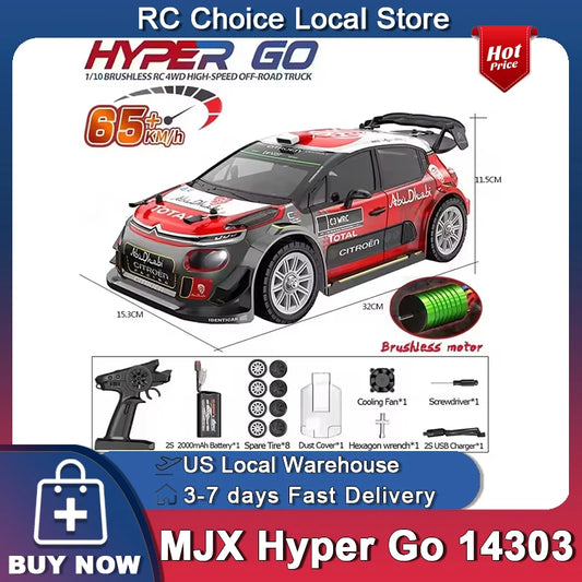 MJX Hyper Go 14303 1/14 4WD RC Drift Car 65km/h Brushless 2.4G Remote Control Car 4WD Off-road High Speed RC Cars Truck Toys
