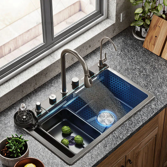 Neptune Star Whale Rain Vegetable Washing Basin Large Single Slot Thickened 304 Stainless Steel Sink Kitchen Household Dish Sink