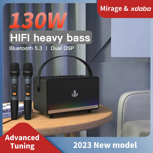 XDOBO Mirage 130W High Power Portable Wireless Bluetooth-Compatiable Speaker Home Karaoke Sound Box 10400mAh Power Bank Function