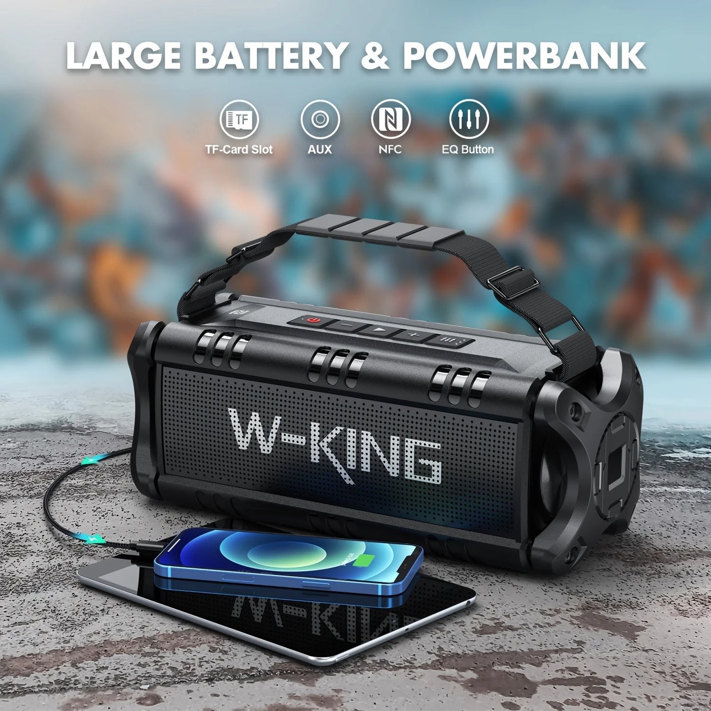 W-KING Bluetooth Speaker, 90W Peak 50W RMS IPX6 Waterproof Loud Speakers Bluetooth Wireless, Large Outdoor Portable Speaker