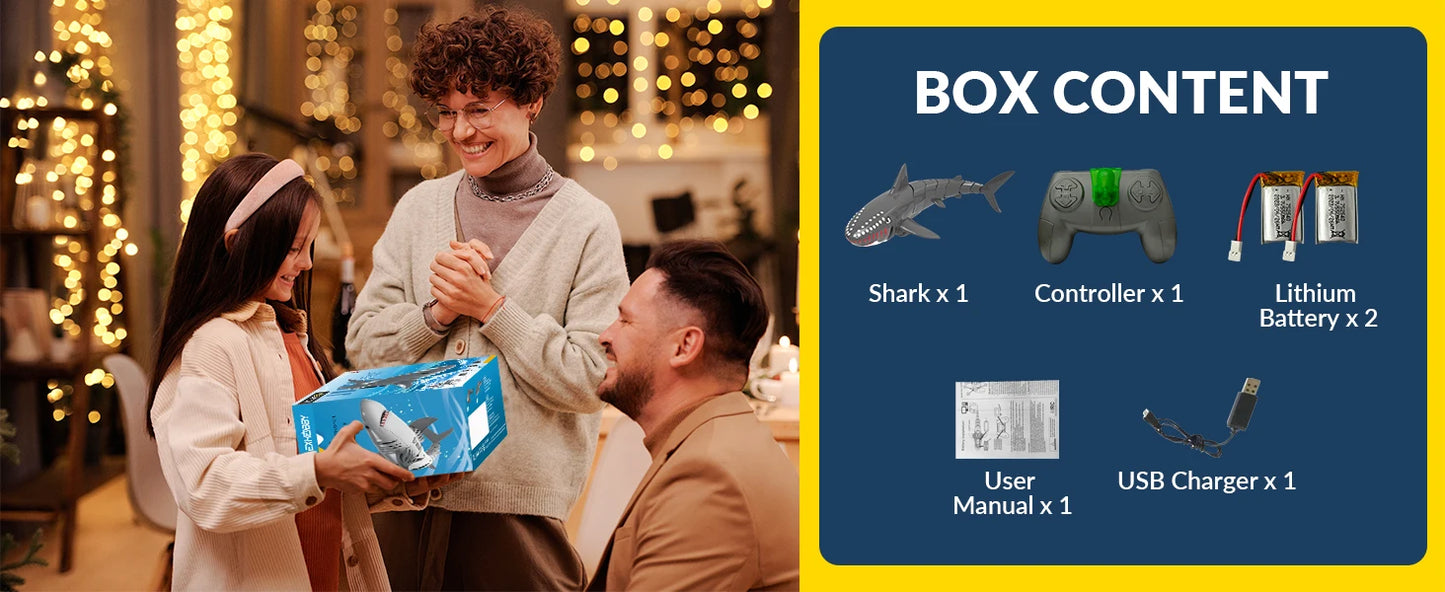 VOLANTEXRC RC Shark Toys 2.4Ghz 1:18 Scale High Simulation Remote Control Shark Swimming Pool Toy With 2 Batteries For Kids