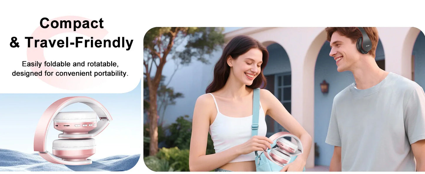 ZIHNIC Bluetooth Headphones Over-Ear, Foldable Wireless and Wired Stereo Headset Micro SD/TF, FM for Cell Phone,PC