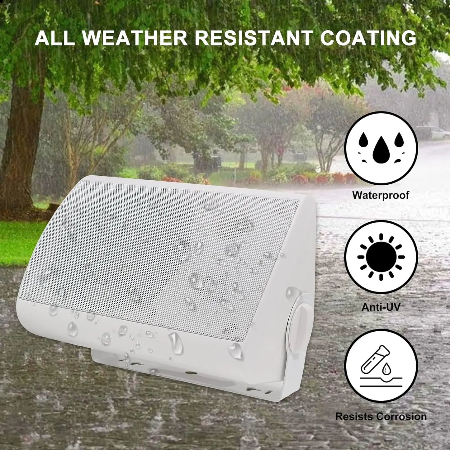 Herdio 2PCS 5.25‘’ 300 Watts Passive Wired Indoor Outdoor Patio Deck Speakers All Weather Wall Mount System For Patio Garden