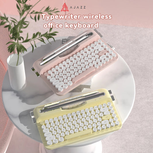 AJAZZ AF84 Wireless 2.4G Bluetooth Dual Mode Retro Keyboard comes with fixed groove bracket for multi-device connection