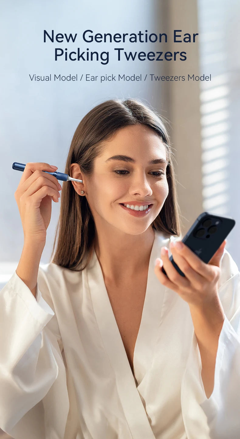 Ear Wax Removal 2-in-1 Visual Otoscope Ear Cleaner Tweezers with 6 Ear Spoon Earwax Removal Kit with Light  Ear Cleaner