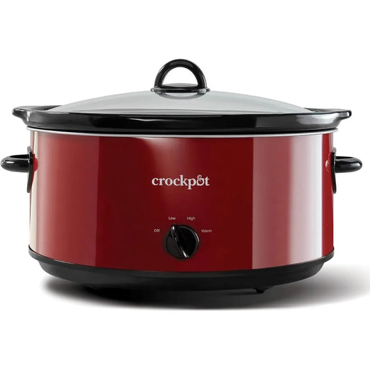 8 Quart Red Express Crock Slow Cooker for Large Family Meals and Outdoor Cooking Events Ideal for Extended Cooking Sessions wit