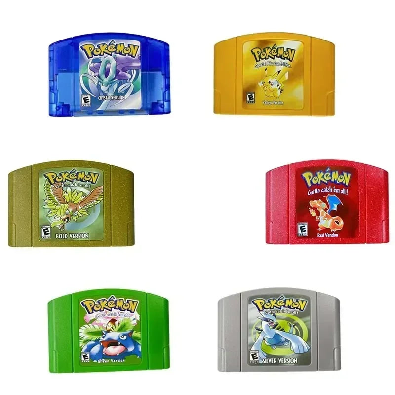 N64 USA Version 64 Bit Console Video Games Cartridge for Pokemon  Crystal Gold Silver Stadium 1 2 Hobby Collection Gift Toys