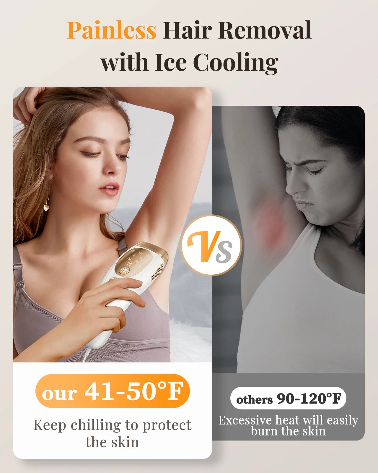 Laser Hair Removal IPL with Ice Cooling, 9 Energy Levels Unlimited Light Pulses for Face Armpits Leg Body Permanent Hair Removal