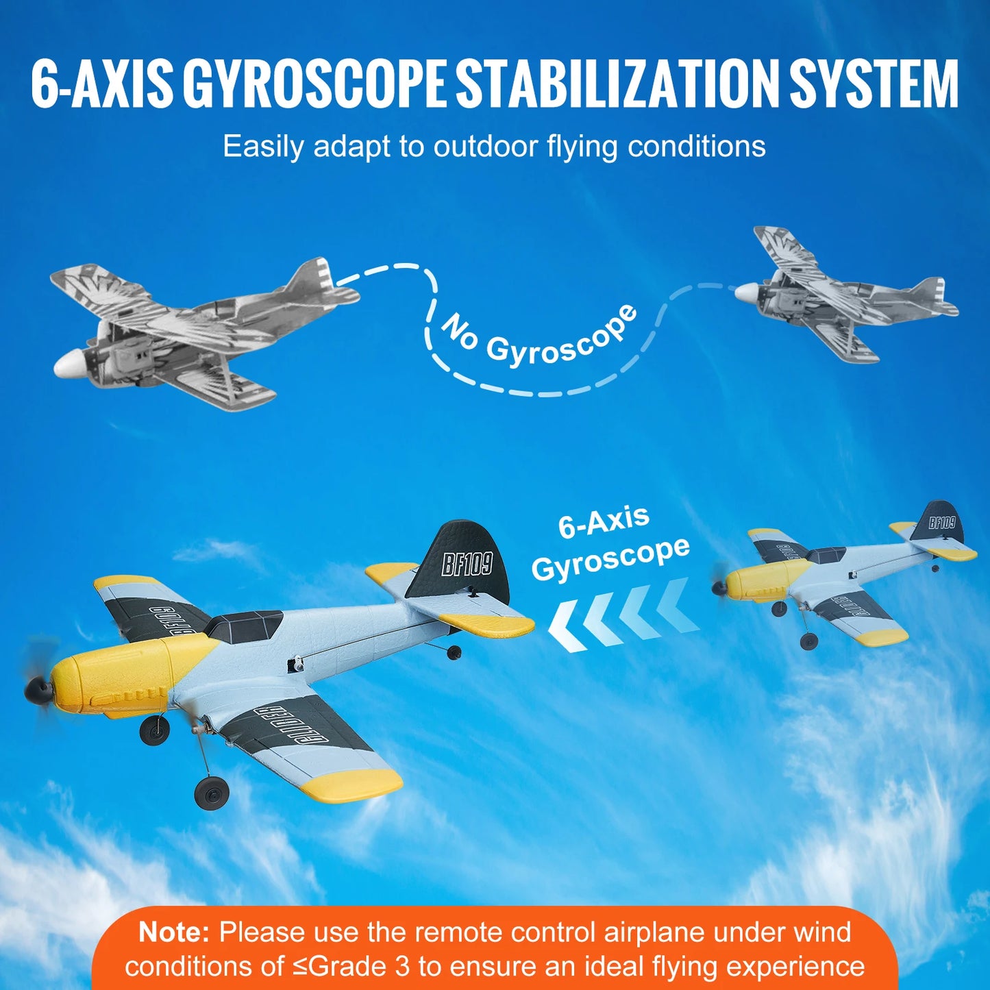SucceBuy Z61 RC Plane BF109 Fighter 2.4G 3CH Smart Balance EPP Gliders with 2 Battery Fixed Wingspan RC Aircraft Children's Toys