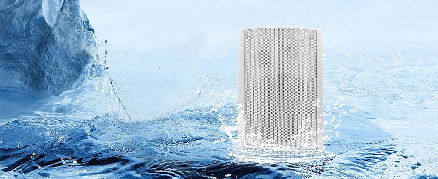 Herdio 2PCS 5.25‘’ 300 Watts Passive Wired Indoor Outdoor Patio Deck Speakers All Weather Wall Mount System For Patio Garden