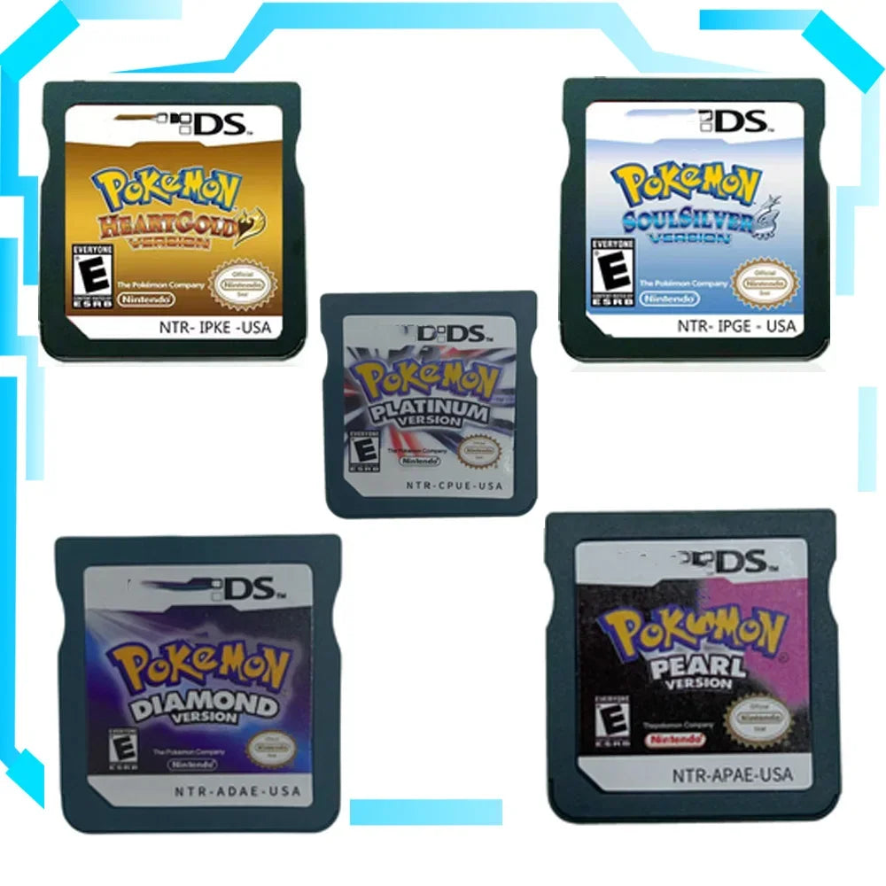 USA Version NDS for Pokemon Handheld Game Golden Heart Silver Soul Pearl Diamond White Gold Game Card  Collection for Nintendo