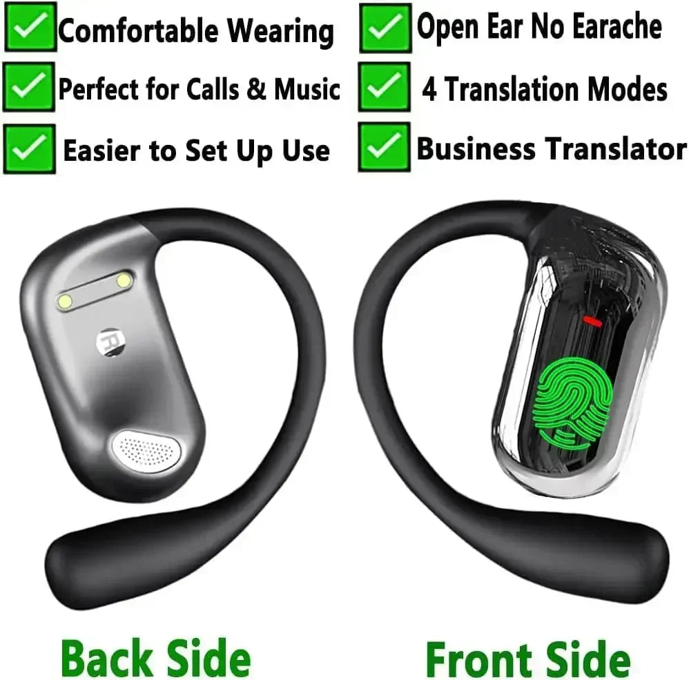 UYUXIO Real Time Ai Translation Wireless Earphone with 144 Languages Translator Earbuds OWS Headphones Ear Buds for Travel